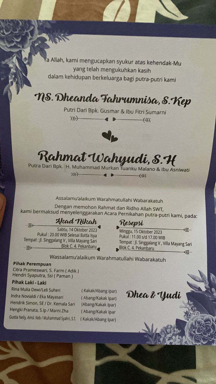 Pernikahan Dhea  Dan Yudi Disaksikan Ketua DPRD